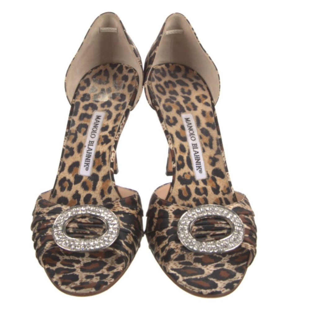 Manolo Blahnik metalic animal print D'Orsay Pumps